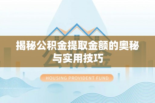 辛集揭秘公积金提取金额的奥秘与实用技巧