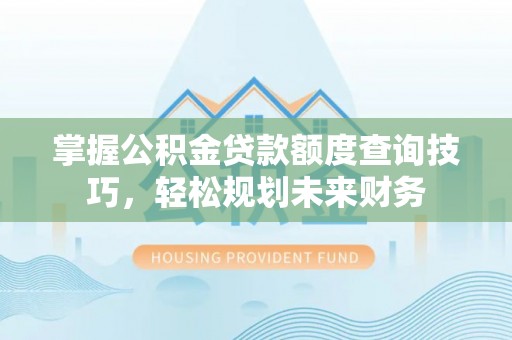 辛集掌握公积金贷款额度查询技巧，轻松规划未来财务